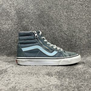 Vans Sk8 Hi Reissue Women's Size 7.5 Blue Canvas Suede Side Zip Skate Shoes Used